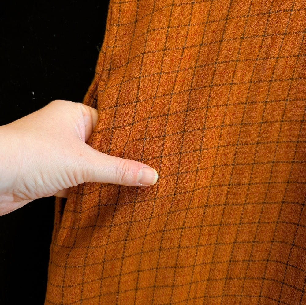 Gudrun Shoden 100% Organic Cotton Orange Plaid Dress With Pockets Sz S - Picture 8 of 12